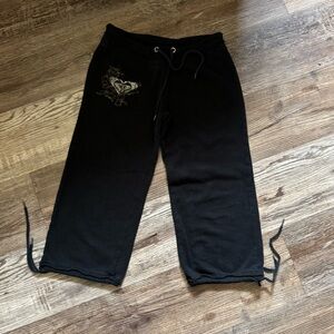 Roxy Black Cropped Drawstring Sweatpants Size XS